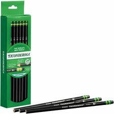 Ticonderoga #2 Pencils, Black Lead, Black Wood, 24/Box